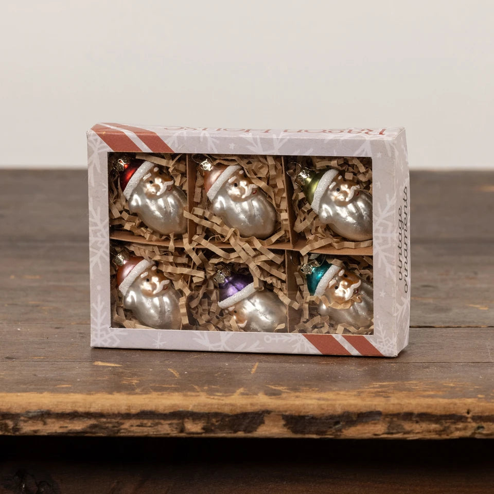 Santa Head Ornaments, Boxed Set of 6