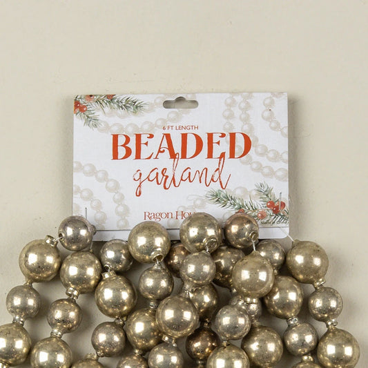 6' Antique Silver Beaded Garland