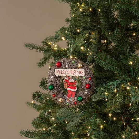 "Merry Christmas" Tinsel Wreath Ornament