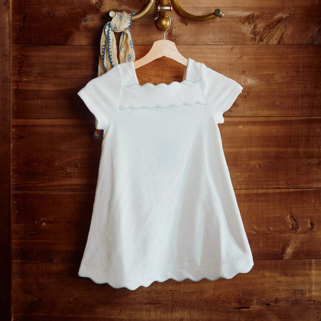Girl's Cover-Up Dress in White & Blue