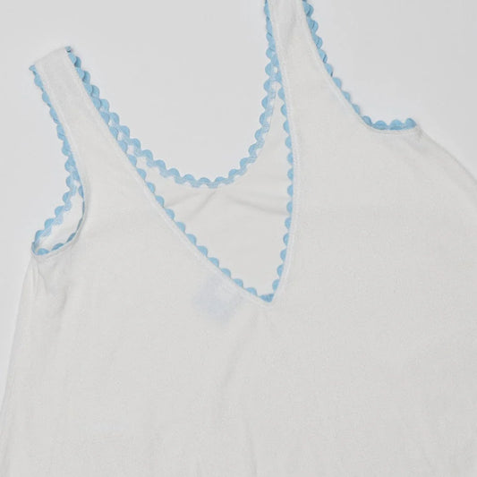 Women's Swing Dress in White with Light Blue