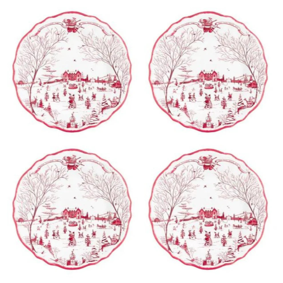 Juliska Country Estate Winter Frolic Ruby MELAMINE Dinner Plates (Set of 4)