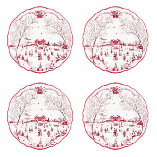 Juliska Country Estate Winter Frolic Ruby MELAMINE Dinner Plates (Set of 4)