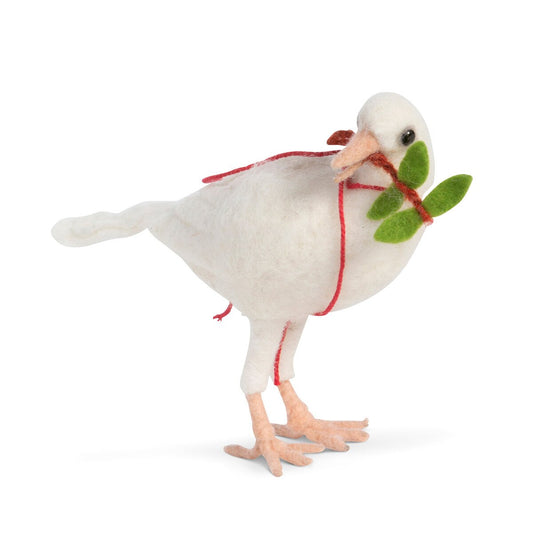 Wool Dove with Holly