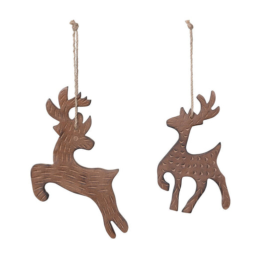 Wood Carved Forest Deer Ornament