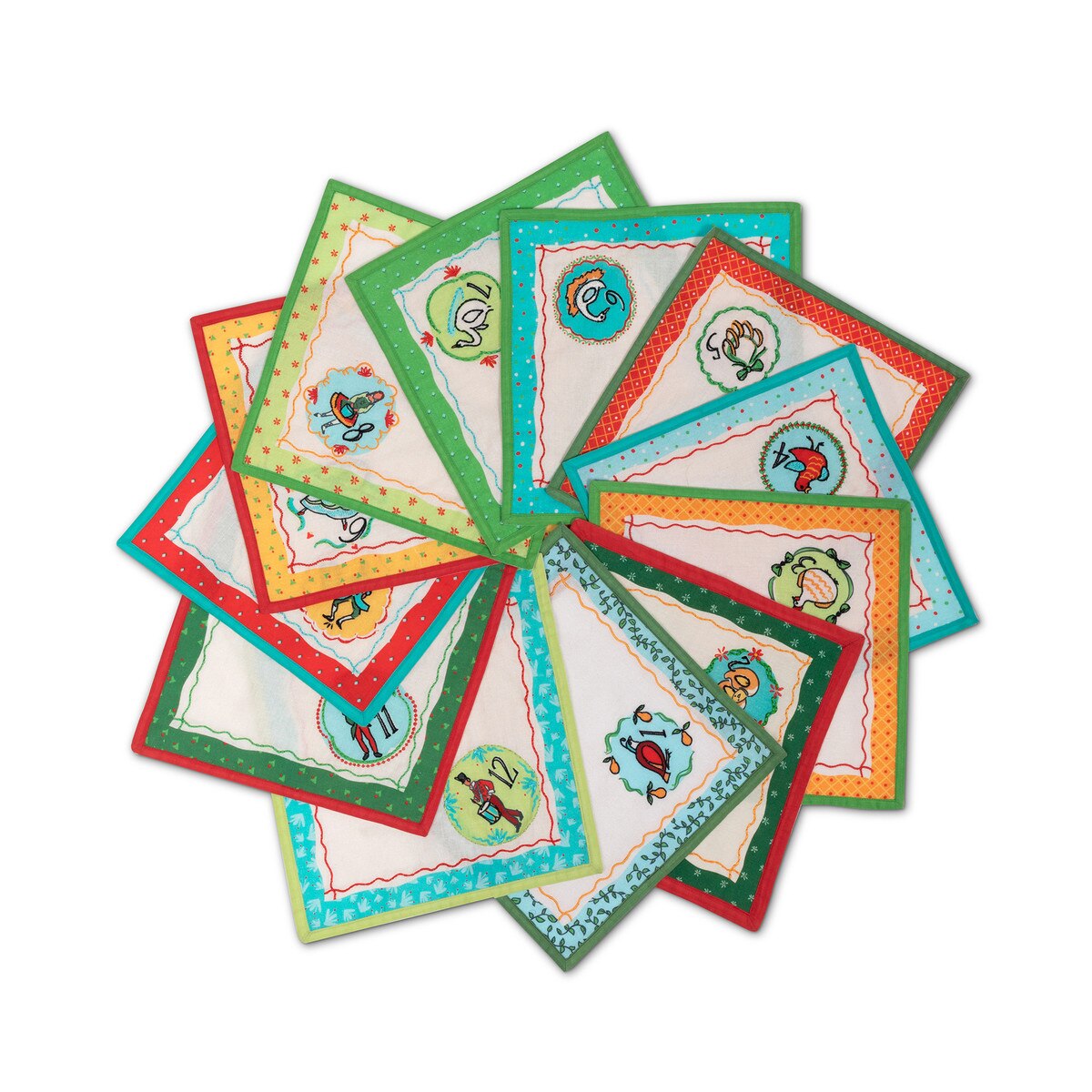 12 Days Embroidered Cocktail Napkins (Set of 12)