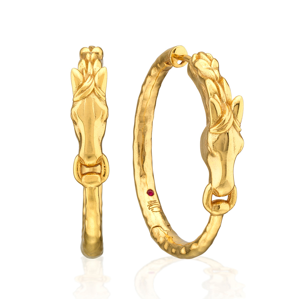 Equestrian Horsehead Hoop Earrings in Gold, Capucine de Wulf