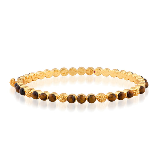 Berry Gem Petite Hinged Bangle in Tiger's Eye, Capucine de Wulf