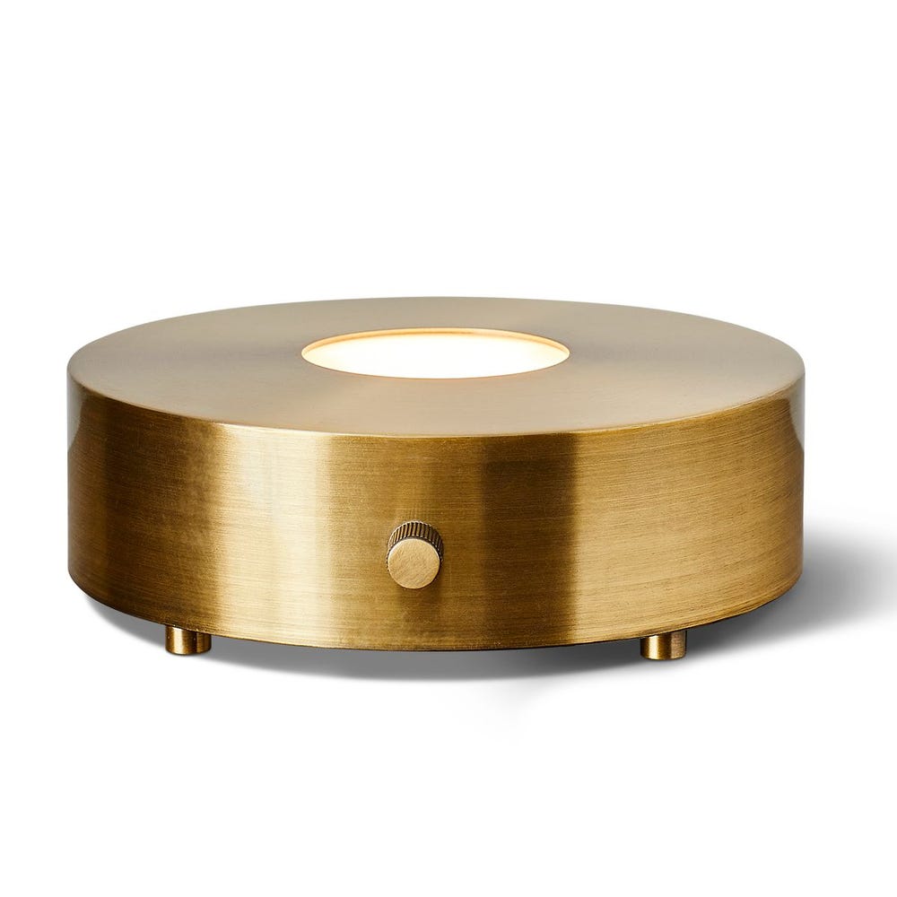 Round Brass Lighted Plateau Lamp