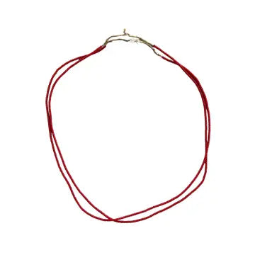 Red White Heart Glass Beads