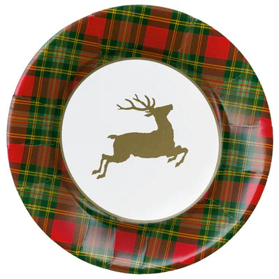 Reindeer Tartan Red Plates