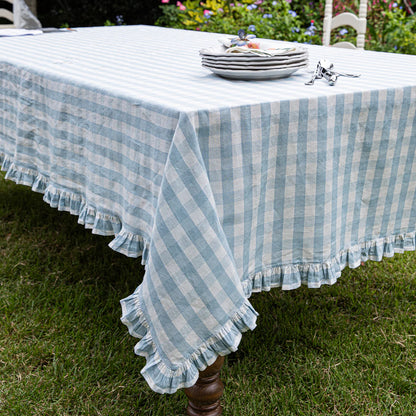 Juliska Gingham Ruffle 60" x 120" Tablecloth