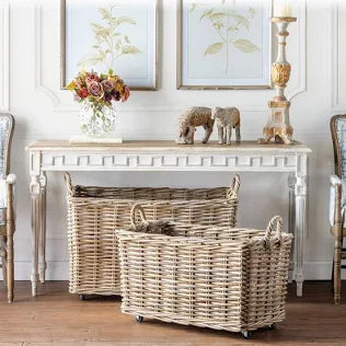 Rattan Woven Baskets with Casters