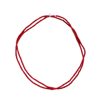 Red White Heart Glass Beads