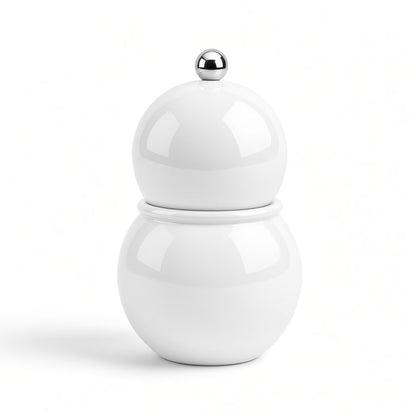 "Chubbie" (12cm) White Bobbin Salt or Pepper Mill