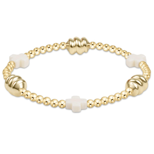 enewton Signature Cross Off-White & Admire Gold 3mm Gold Bracelet