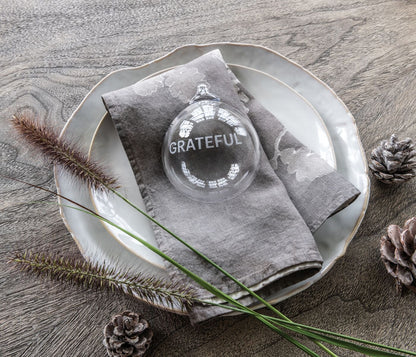 Simon Pearce Engraved "Grateful" Round Ornament, Gift Boxed