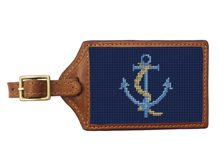 Anchored Needlepoint Luggage Tag, Smathers & Branson x Anne Neilson