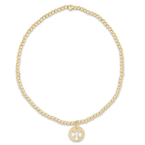 enewton Classic Gold 2mm Bead Bracelet Guardian Angel Small Gold Disc