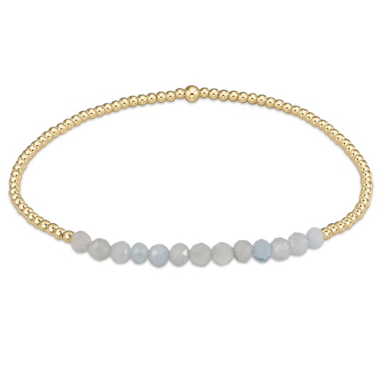 enewton Signature Cross Gold Bliss 2.5mm Bead Bracelet Gold - Aquamarine