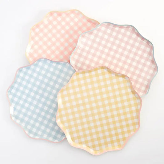 Gingham Paper Plates Assorted Pack of 12