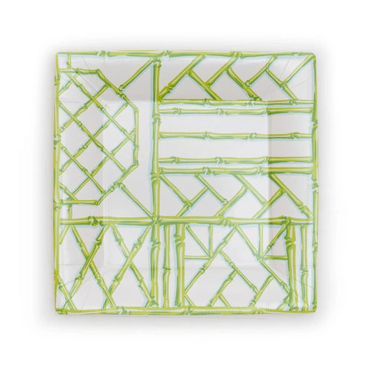 Bamboo Screen Moss Green Square Dessert Plate