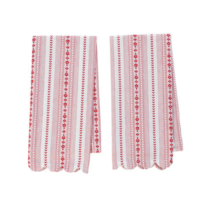 Juliska Villa Stripe Red & White Kitchen Towel (Set of 2)