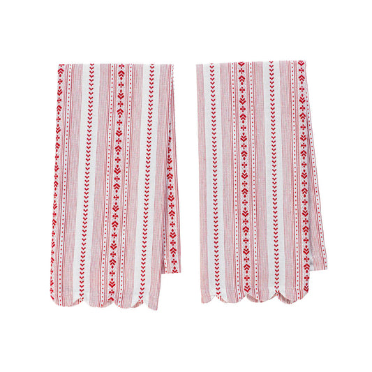 Juliska Villa Stripe Red & White Kitchen Towel (Set of 2)