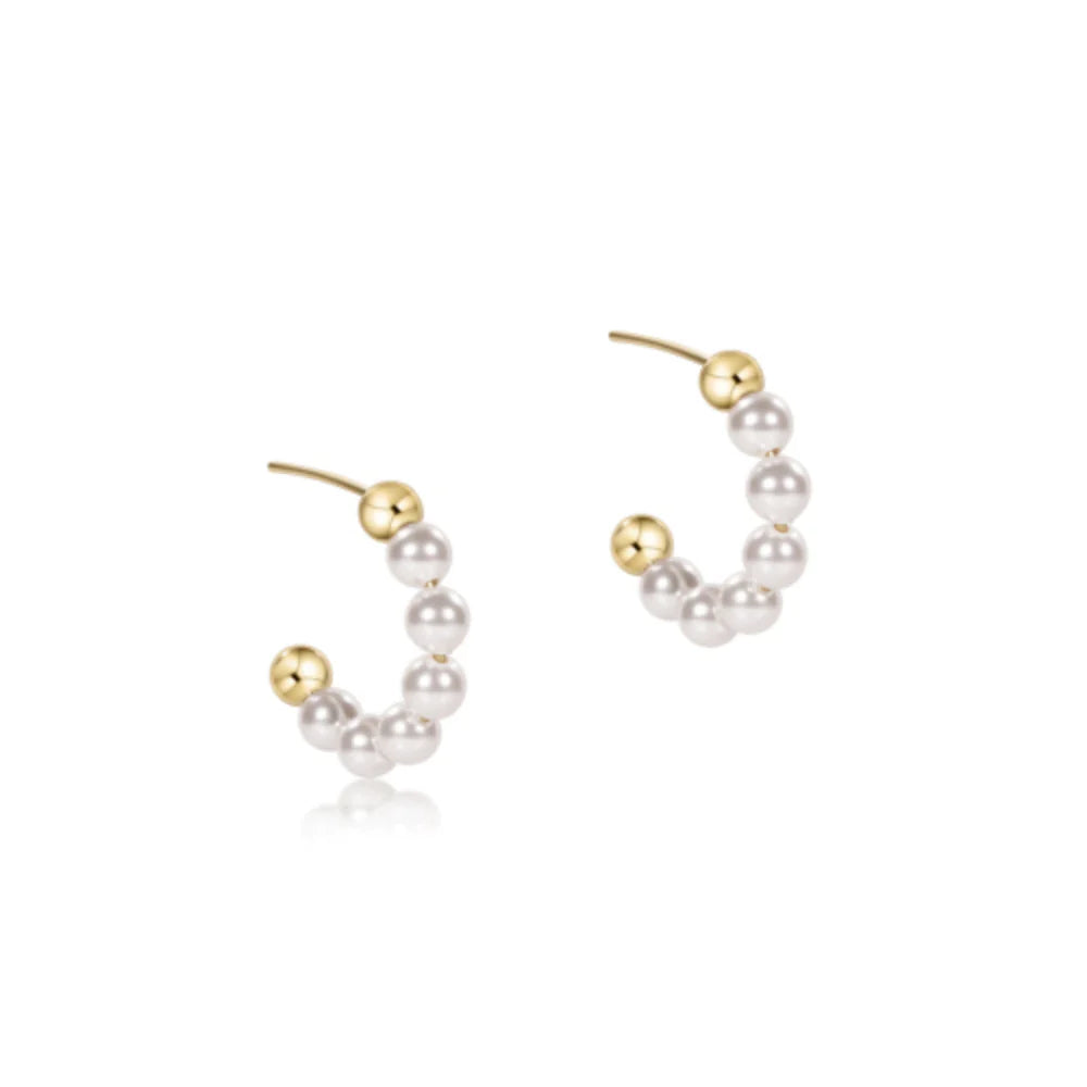 enewton Beaded Classic 1" Post Hoop 4mm Pearl