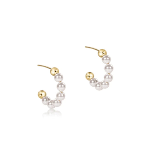 enewton Beaded Classic 1" Post Hoop 4mm Pearl