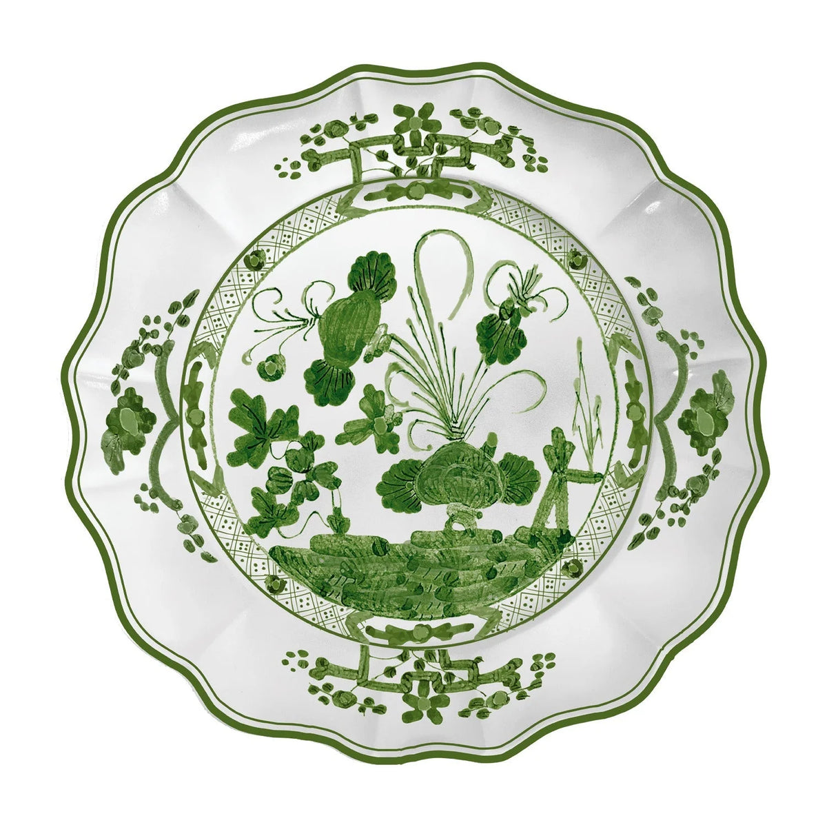 Vida Faenza Green & White 13" Round Platter