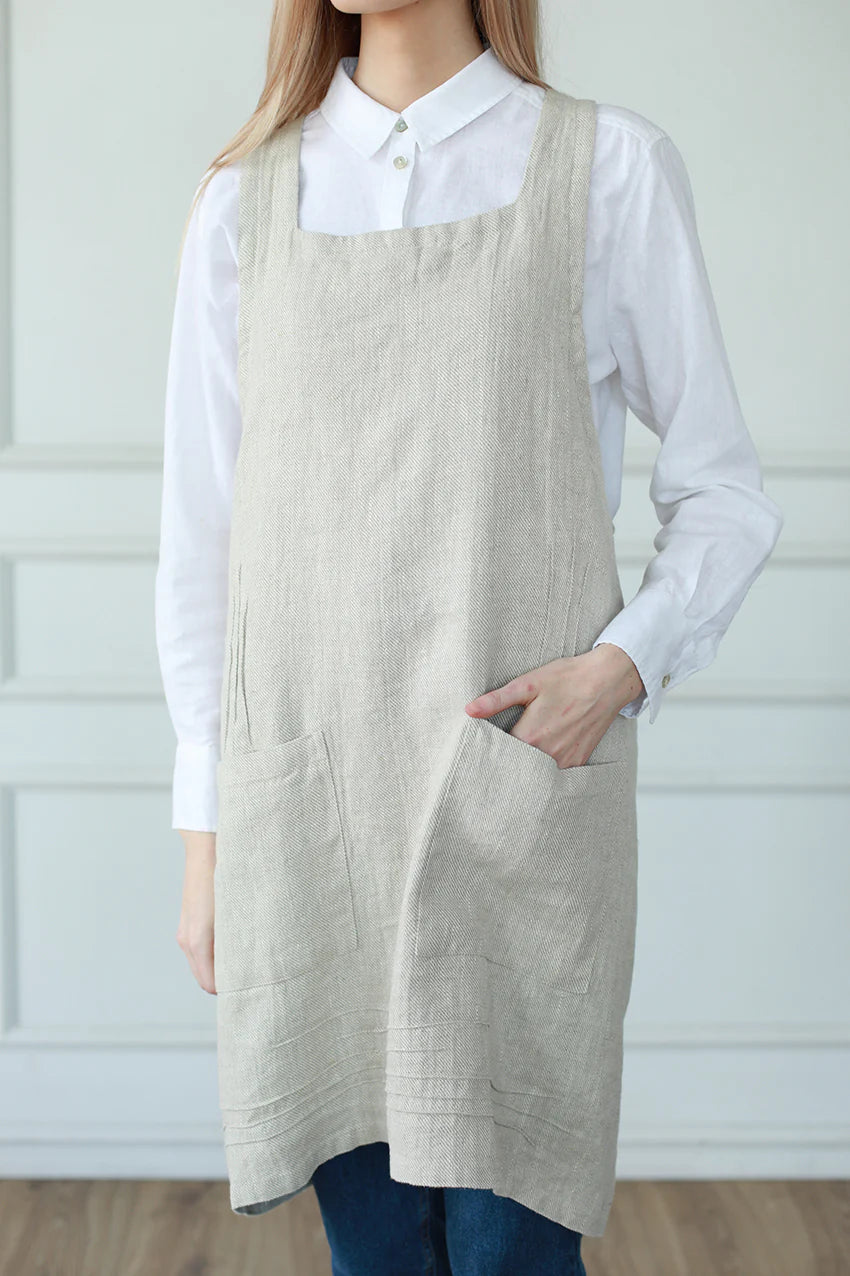 Cuisine Linen Apron in Beige