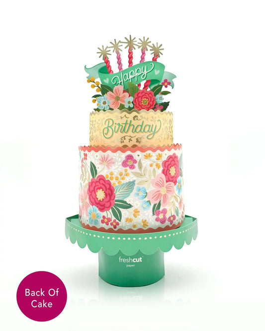 FreshCut Paper Blooming Birthday Cake Pop-Up Bouquet