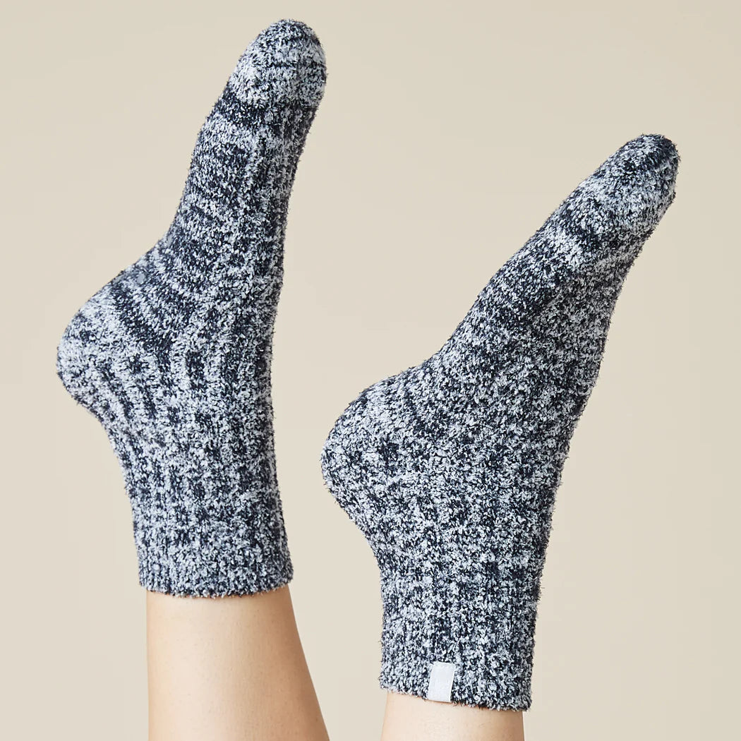 Black Heather Marshmallow Crew Socks