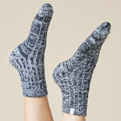 Black Heather Marshmallow Crew Socks