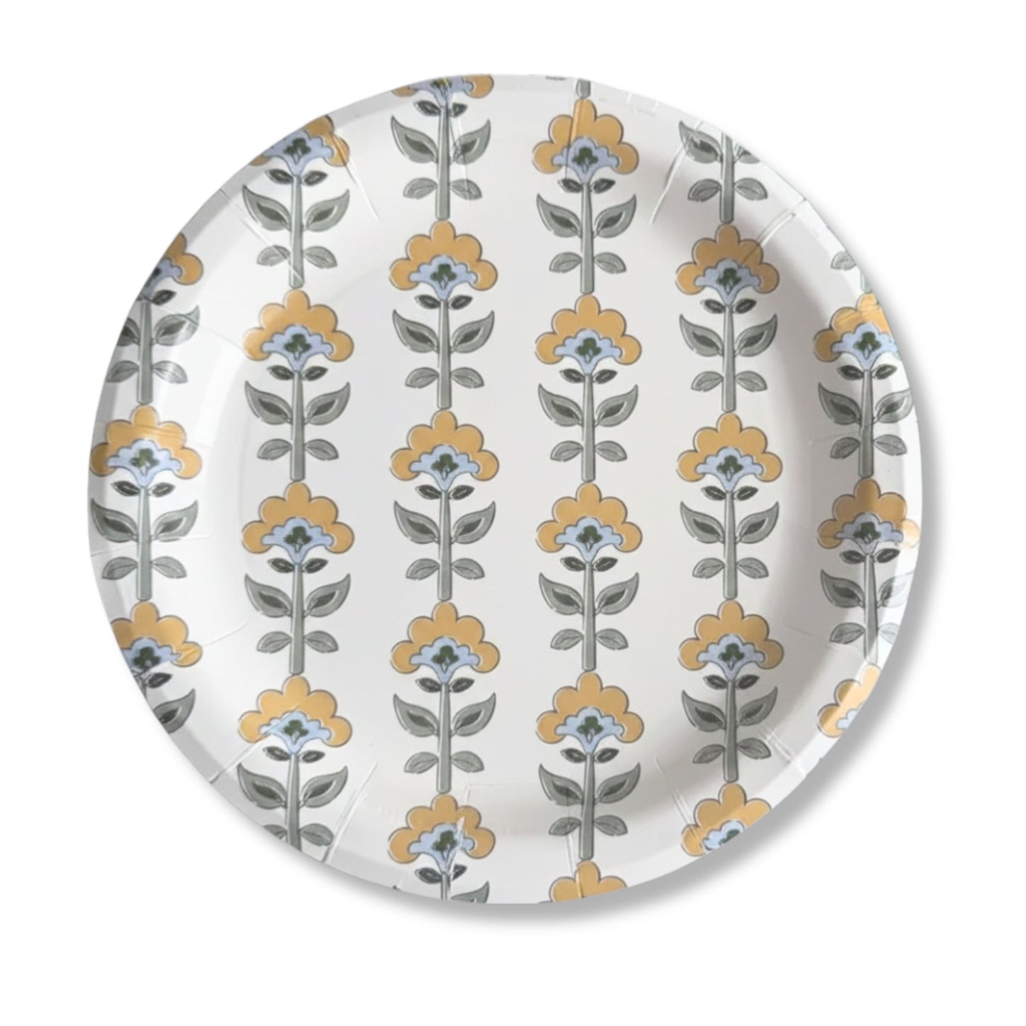 Amber & Blue Block Print Paper Dessert Plates