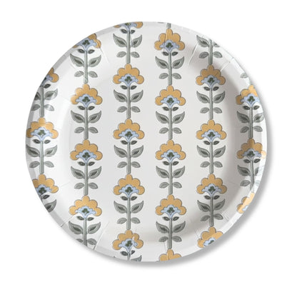 Amber & Blue Block Print Paper Dessert Plates