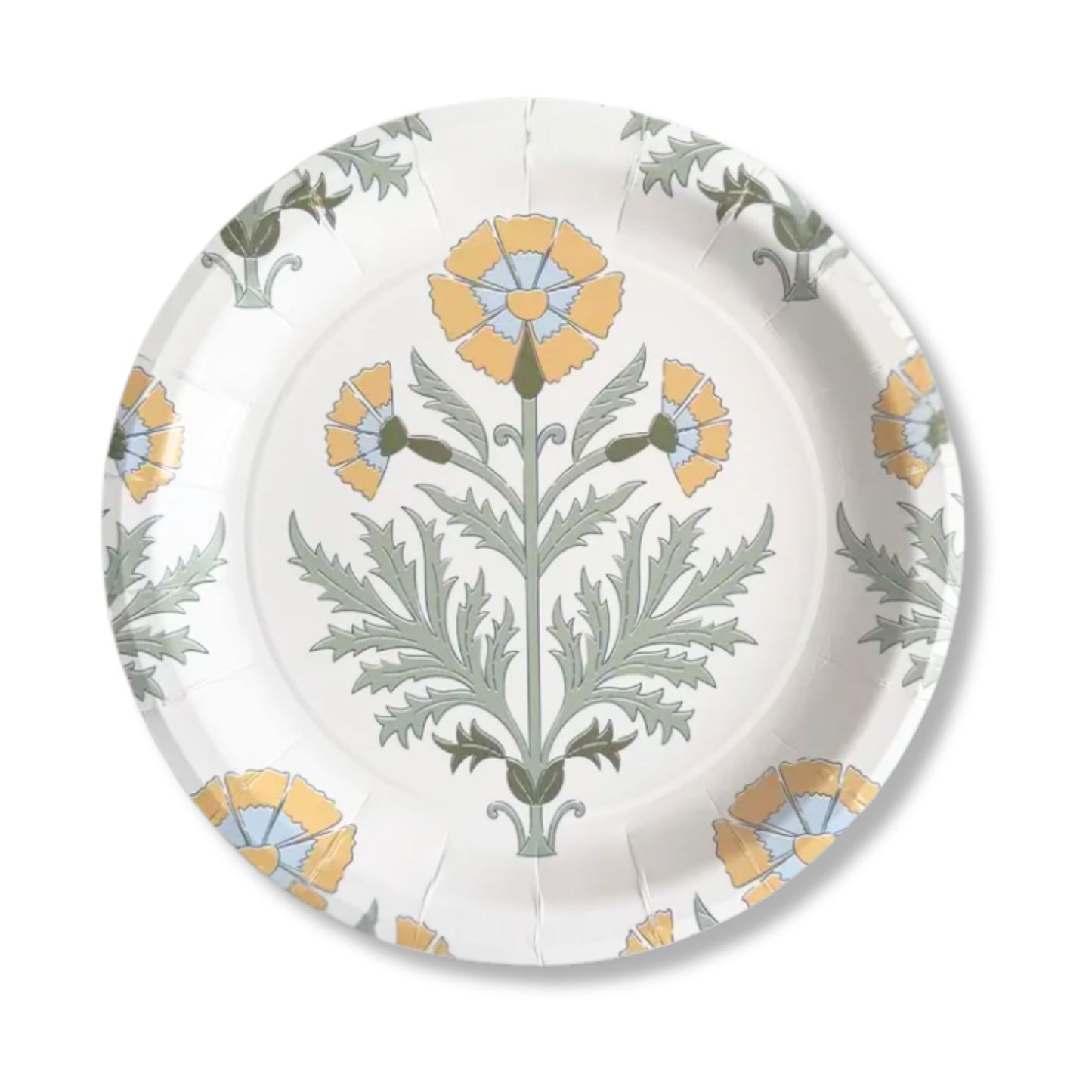 Amber & Blue Block Print Paper Dinner Plates