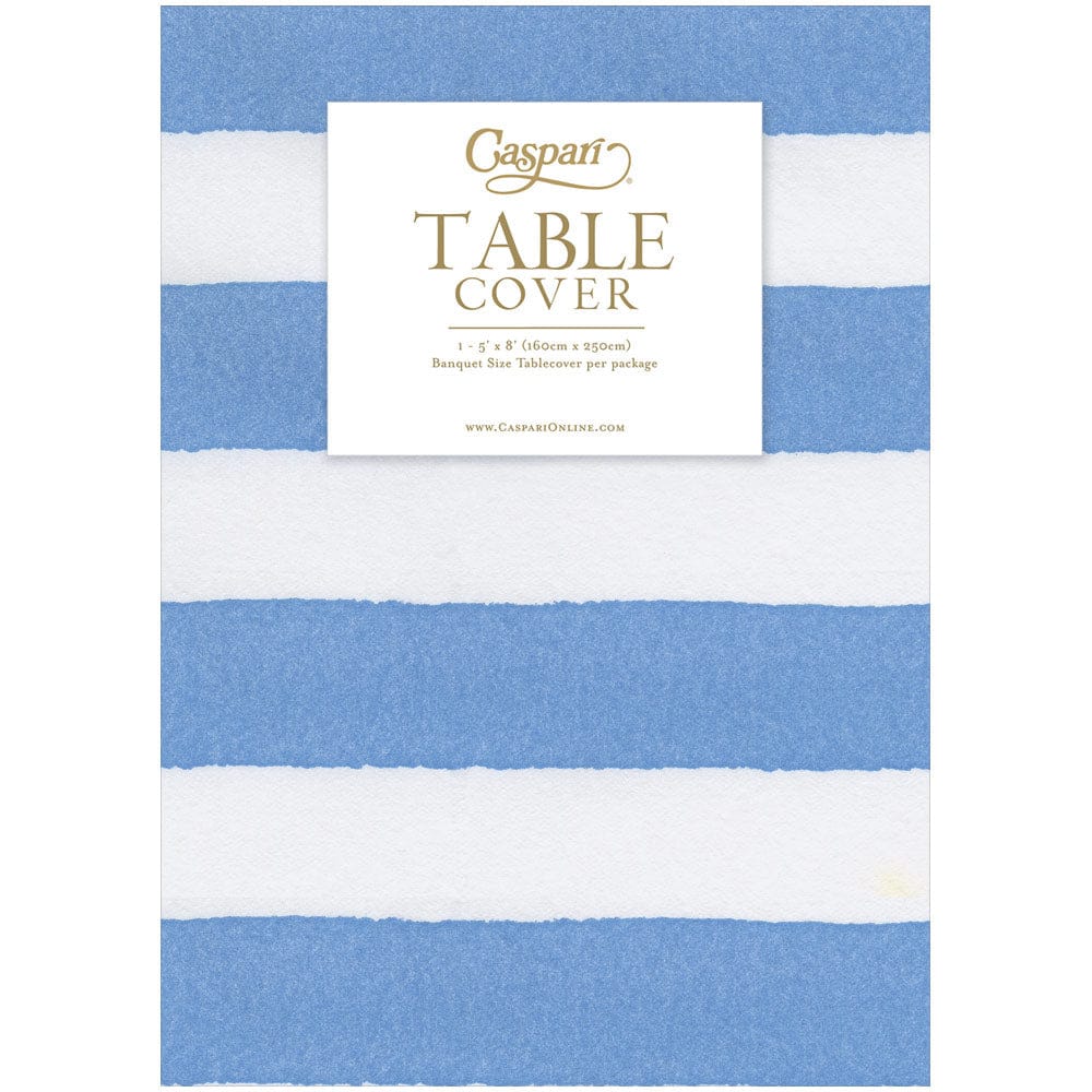 Blue Cafe Stripe Paper Linen Table Cover