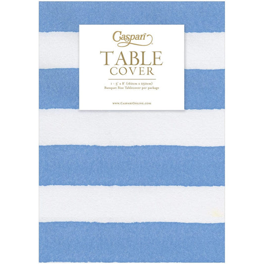 Blue Cafe Stripe Paper Linen Table Cover