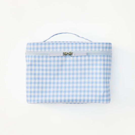 Light Blue Gingham Vanity Case