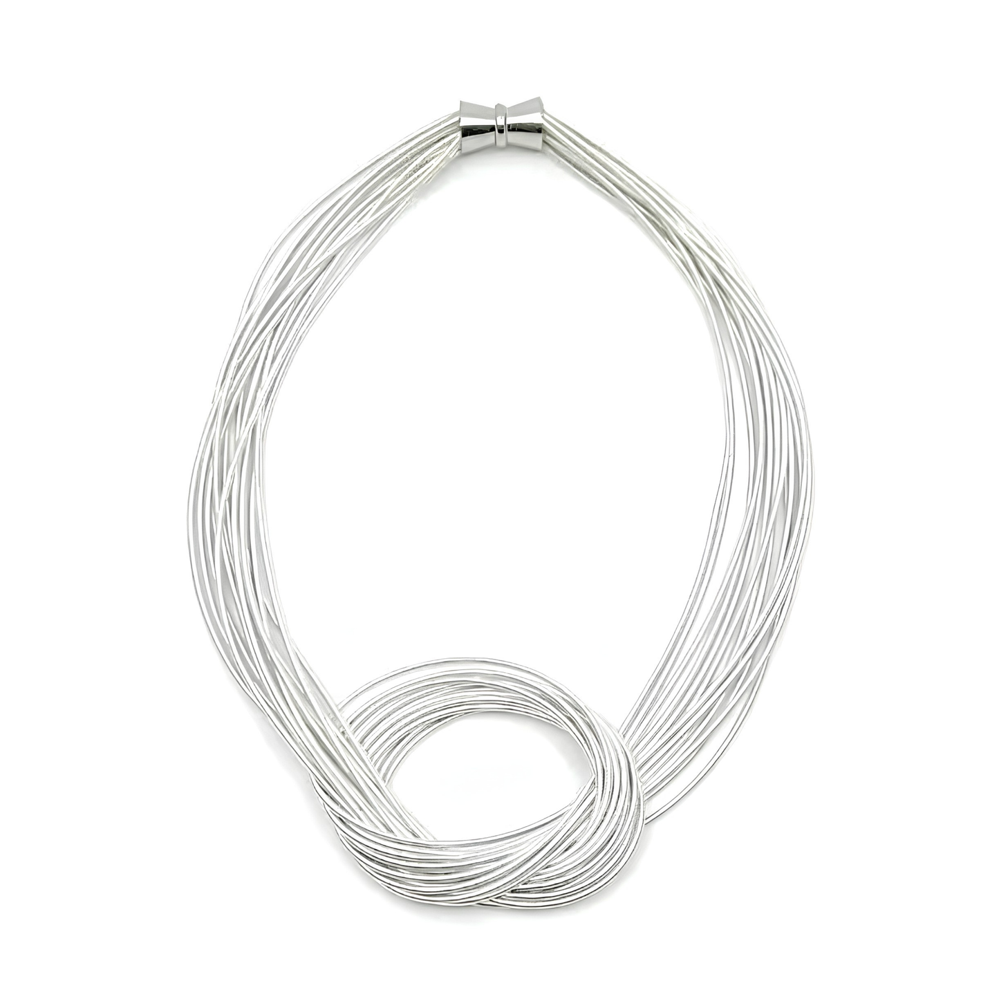 White Piano Wire Large Knot Necklace