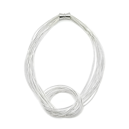 White Piano Wire Large Knot Necklace