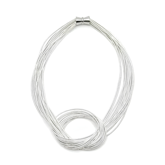 White Piano Wire Large Knot Necklace