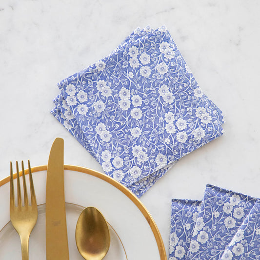 Blue Calico Cocktail Napkins - Hester & Cook