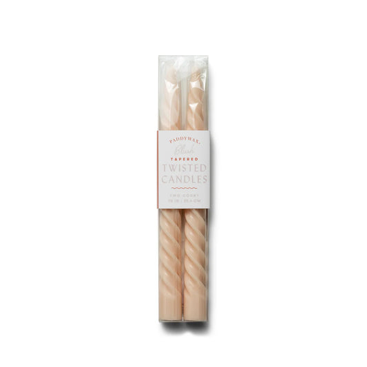 Blush Twisted Taper Candles, Set of 2