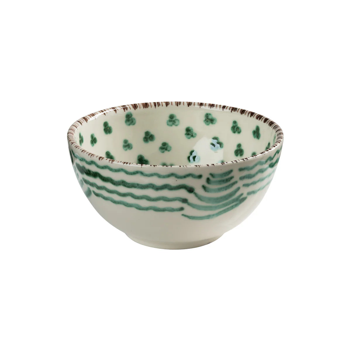 Soup Bowl in White and Green (4 pattern options)