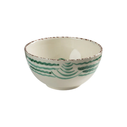 Soup Bowl in White and Green (4 pattern options)