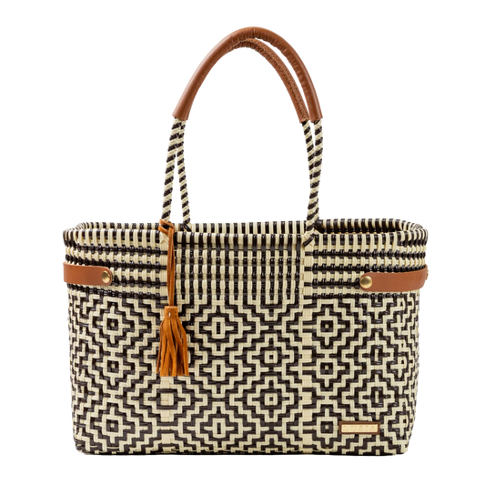 Open Basket Jumbo Cross Diamond Tote Bag