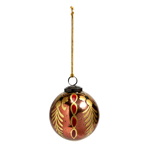 3.75" COPPER PATTERNED BALL ORNAMENT